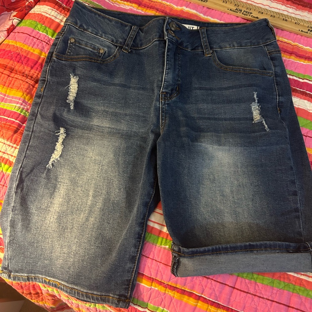 Distressed Denim Shorts